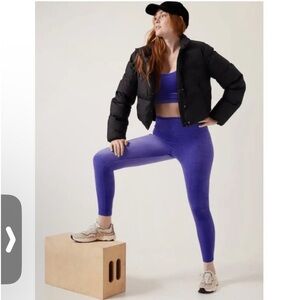 ATHLETA Women’s size L Elation Velvet leggings High rise Yoga pants Purple